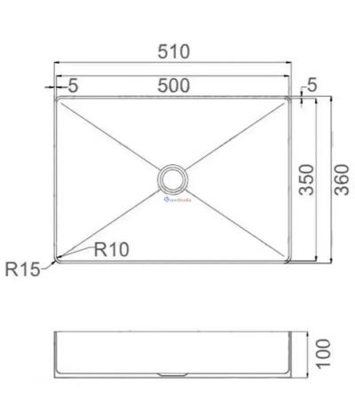 Раковина Gappo GX201-9 36x36 Oружейная сталь нерж.сталь на столешницу