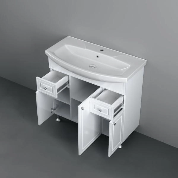 Тумба с раковиной напольная RedBlu by Damixa Palace One M41-FSX0853WG-WCC085 белый глянцевый