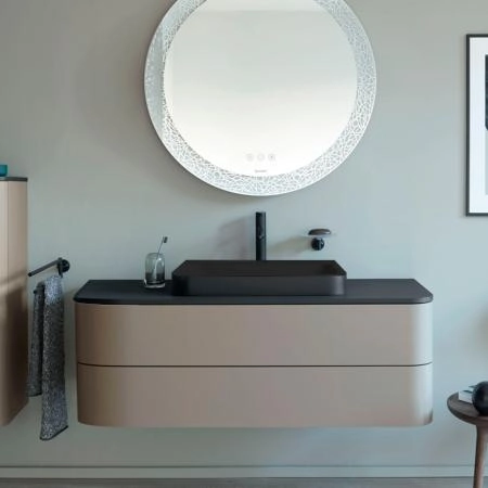 Duravit Happy D.2 Plus Столешница 16x1300x550мм для тумбы #HP4932, HP4942, HP4952 ,HP4962, HP4972 с вырезом под 1 раковину, цвет: graphite supermatt
