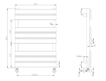 Полотенцесушитель водяной Boheme VENTURO BLACK 720-B