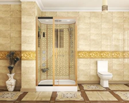 Душевая кабина Niagara Luxe NG-7711GL (900x1200х2150) низкий поддон стенки ЗОЛОТО