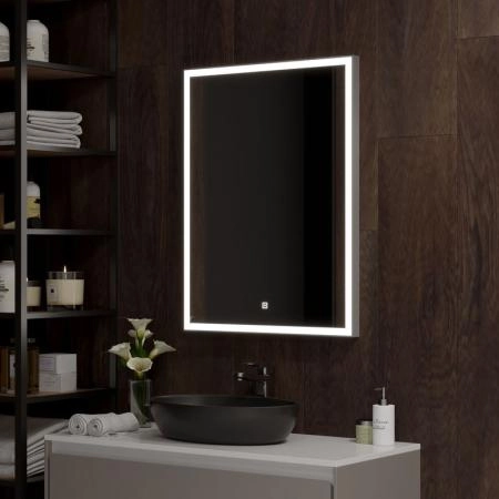Зеркало Континент Frame Silver LED 600х800 ЗЛП891 с подсветкой