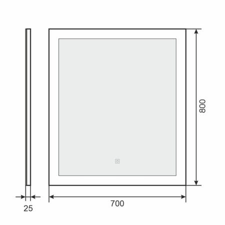 Зеркало для ванной с подсветкой Uperwood Barsa 70х80 см, сенсорный выключатель, антизапотевание