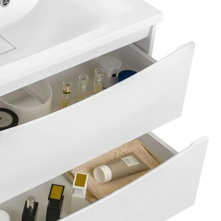 Тумба под раковину Vincea Mia 650 подвесная, 2 выкатных ящика soft close, G.White