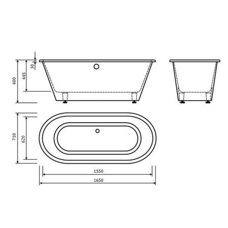 Ванна AquaStone Лира 165x71 иск.камень