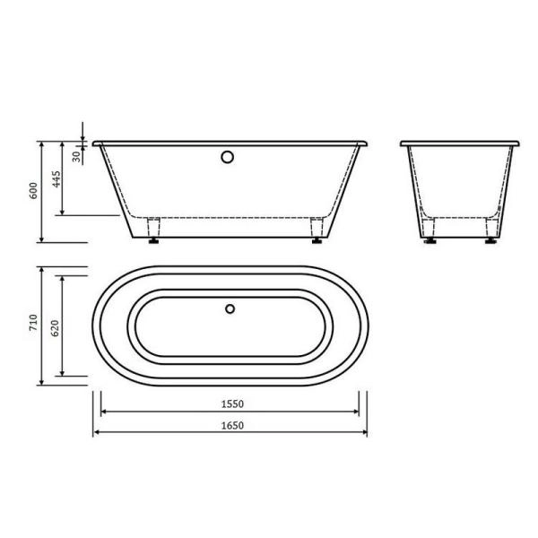Ванна AquaStone Лира 165x71 иск.камень