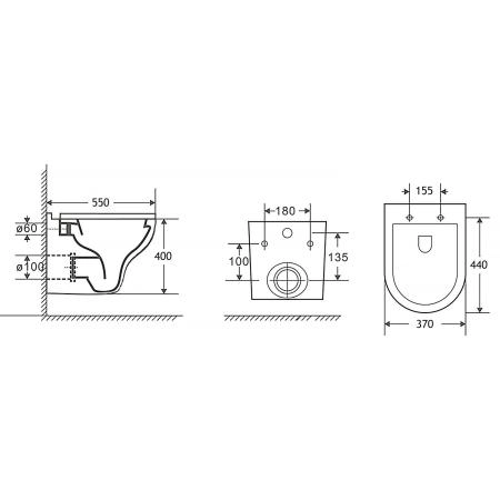 Унитаз подвесной Azario STELLA 370х400х550 безободковый, с быстросъемным сидением микролифт, белый (AZ-VT005+AZ-VT005sc)