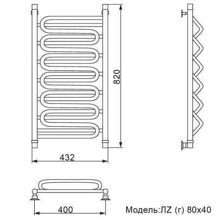 Полотенцесушитель водяной Ника Curve ЛZ(г) 80/40