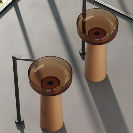 Dea Design Pedestal Basin Раковина 48х48х88см., напольная, без отв., Glasstech, прозрачная смола, цвет: Sunset R1