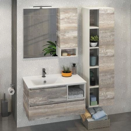 Тумба с раковиной Comforty Турин-90L дуб бежевый