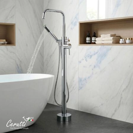Смеситель напольный CeruttiSPA АФРА (AFRA) из нержавеющей стали, цвет хром