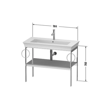 Duravit White Tulip Металлическая консоль 98.4x45х76см., напольная, 1 дерев. полка, 2 п/держ., цвет: белый высокоглянцевый