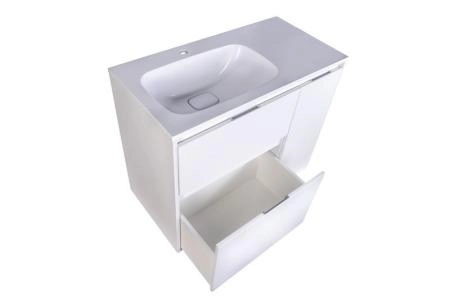 Тумба под раковину Style line El Fante напольная Барселона 90 левая (2 ящ.) с выкатной корзиной, Люкс белая, Plus