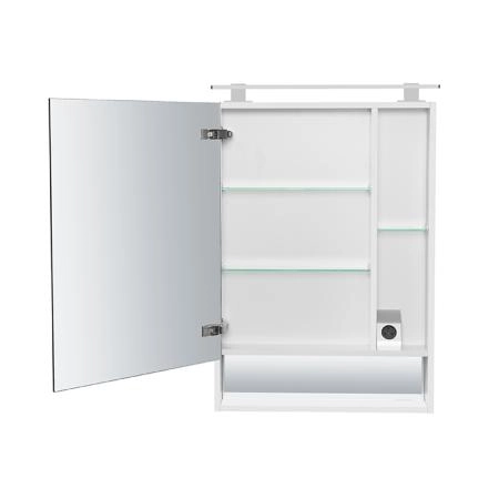 Roca The Gap Original Зеркальный шкаф 60x12.9x85см, с LED-светильником, блоком с розеткой, цвет: белый
