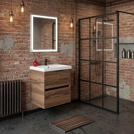 Тумба с Раковиной Comforty Селенга-60 00-00021874 Дуб тёмно-коричневый с раковиной CF19696BX-60
