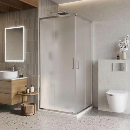 Душевой уголок BelBagno LUCE 90x90 матовое стекло 6 мм профиль хром LUCE-A-2-90-P-Cr