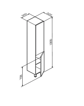 Шкаф-пенал напольный, правый, 30 см, графит матовый AM.PM Gem M90CSR0306GM графит матовый