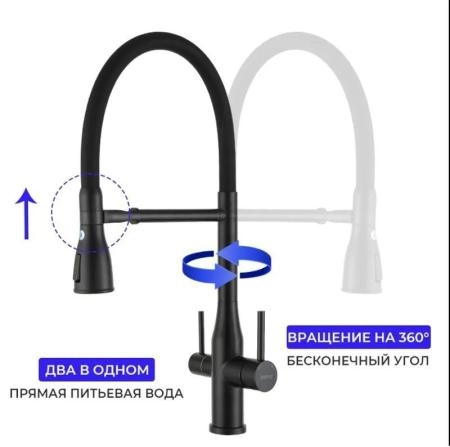 Смеситель Gappo G4399-76 для кухни фильтр д/питьевой воды черный