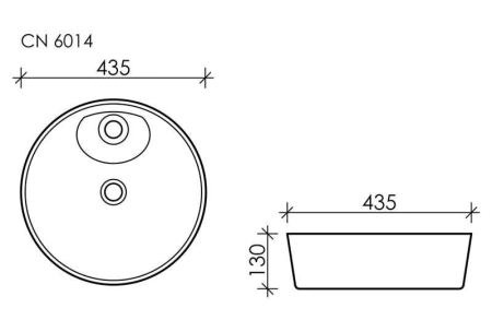 Умывальник чаша накладная круглая  Element 435x435x135мм