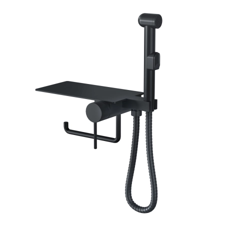 Гигиенический душ с полочкой со смесителем СКАНДИ 708B черный