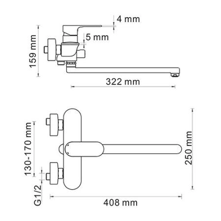 Смеситель для ванны WasserKraft Dinke 5802L хром