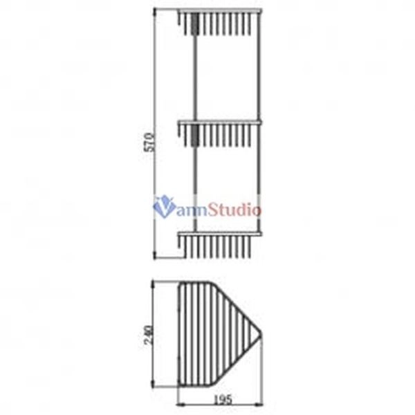 F335-2 Полка 3-ярусная угловая Frap метал хром