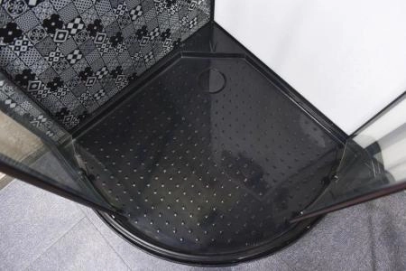 Душевая кабина Esbano 80x80 черный профиль полукруг стекло прозрачное ESKBB80CR