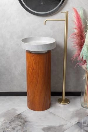 Пьедестал для раковины Boheme SOLE Corian 300*720 Red Wood 801-Base-RWood