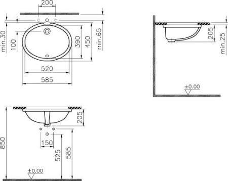 Vitra Arkitekt 6069B003-0012 раковина встраиваемая снизу 52 см