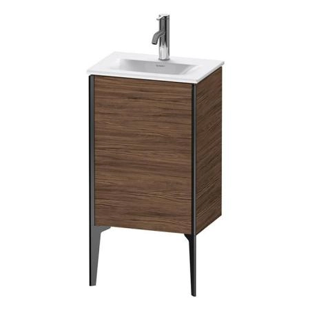 Duravit XViu Тумба подвесная 43x31x59.1см, с раковиной, 1 дверь, (петли справа), цвет: walnut dark/черный матовый