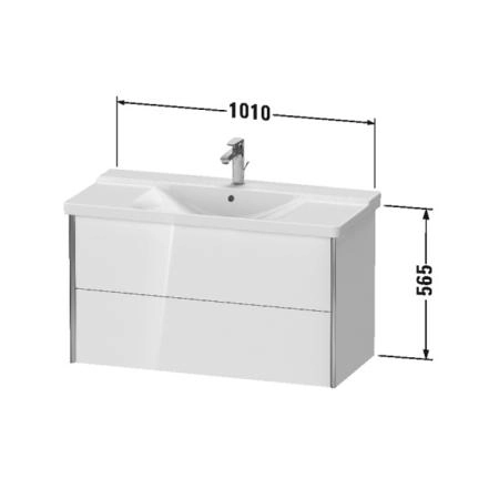 Duravit XViu Тумба подвесная 101x46.9x56.5см с раковиной, 2 ящика, цвет: белый глянцевый