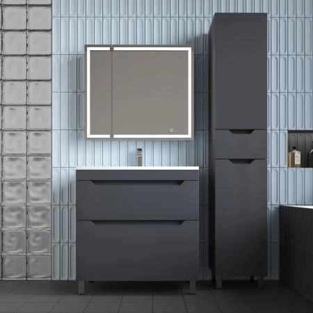 Тумба напольная Style Line Остин под раковину Фортуна 80 2 ящ графит эмаль PLUS