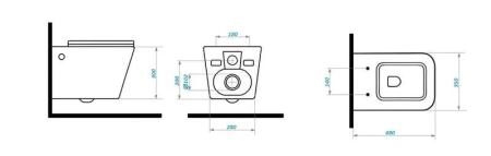 Унитаз Cerutti SPA MAIELLA Aria MB подвесной безободковый черный матовый CT9163 (500х350х320)