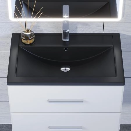 Раковина кварцевая Uperwood Foster Quartz 70 см, черная матовая, уголь