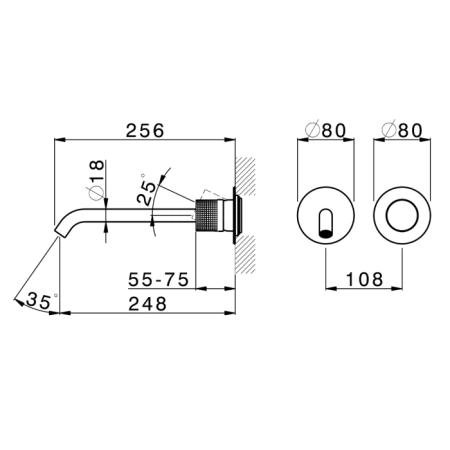 Cisal X32 Смеситель для раковины, встраиваемый, цвет: Brushed Stainless Steel