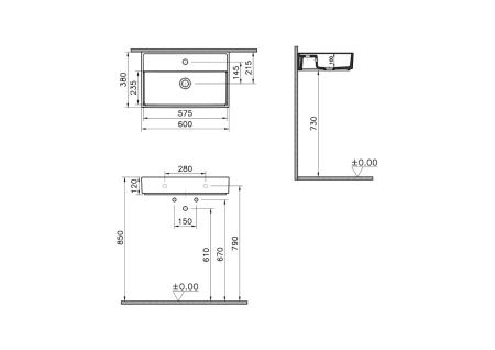 Раковина VitrA ArchiPlan 7401B003-0001