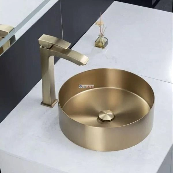 Раковина Gappo GX101-3 Cатин золотой нерж.сталь на столешницу