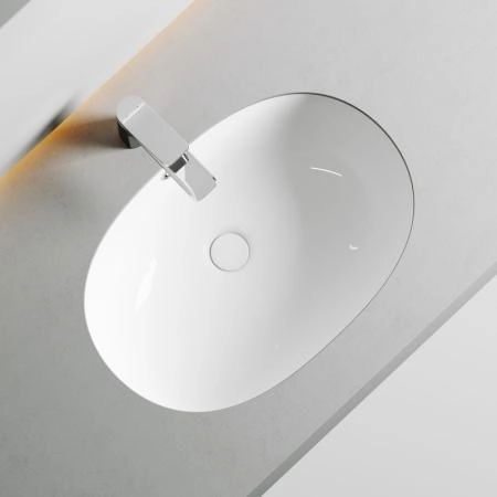 Умывальник овальный встраиваемый под столешницу Element 565x385x210мм, с крепежом и шаблоном для установки