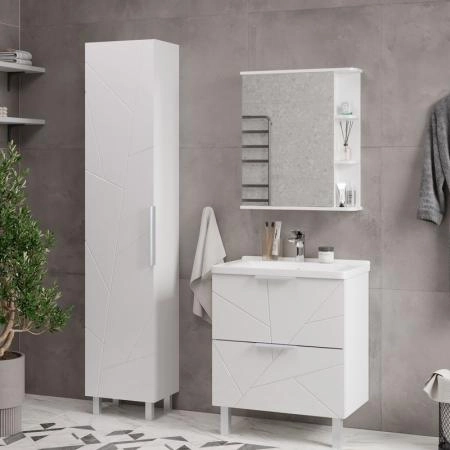 Шкаф зеркальный Twing 60 белый глянец