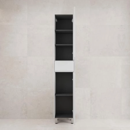 Пенал Style Line ЛИМА36 напольный, 1 ящ., 2 створки, PLUS, эмаль, белый матовый