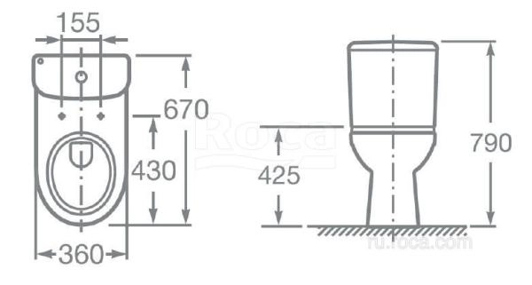 Унитаз Roca Access 34P23800Y с горизонтальным выпуском
