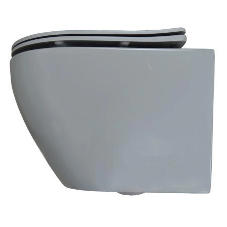 Унитаз подвесной Azario Grado 370х490х370 безободковый, с быстросъемныйм сидением микролифт, серый матовый (AZ-0046 SP MDG)