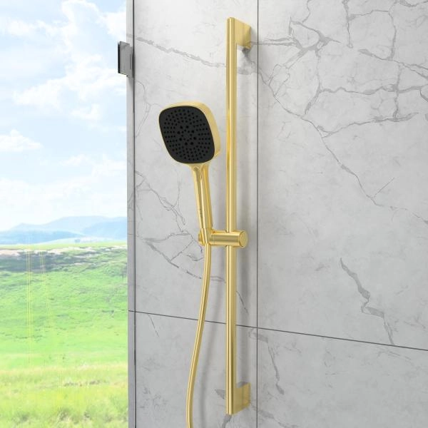 Душевая стойка VitrA Core Square A4591725EXP с ручным душем без смесителя брашированное золото