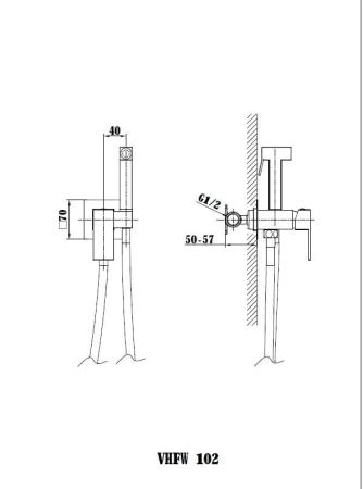Гигиенический душ Vincea VHFW-102BG из латуни, со смесителем, брашированное золото
