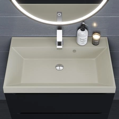 Раковина кварцевая Uperwood Classic Quartz 70 см, бежевая матовая, лён