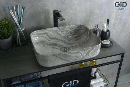 Раковина Gid Mnc597 50x39 на столешницу камень глянцевая