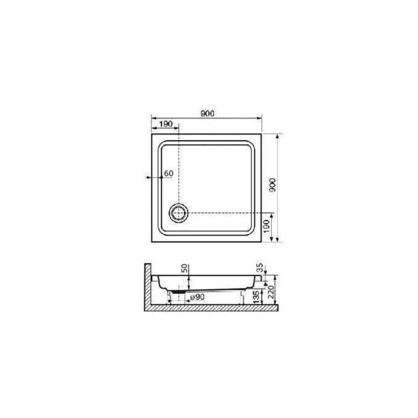 Поддон для душа RGW STYLE KV 16180199-11 90x90 см акрил