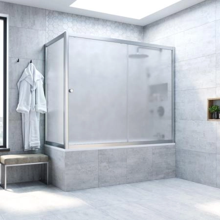 Шторка на ванную Vegas-glass ZV+ZVF NOVO 160*70 07 10, профиль матовый хром, стекло сатин