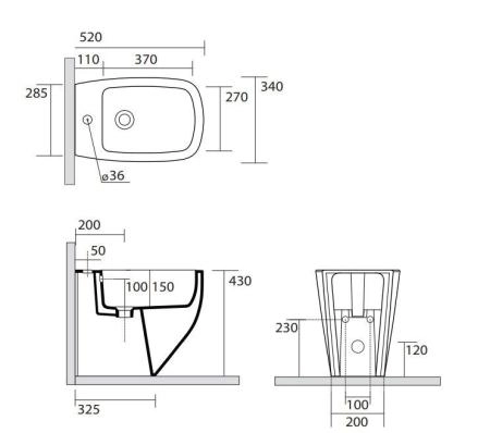 Биде напольное AXA WHITE JAM 3302001 цвет белый