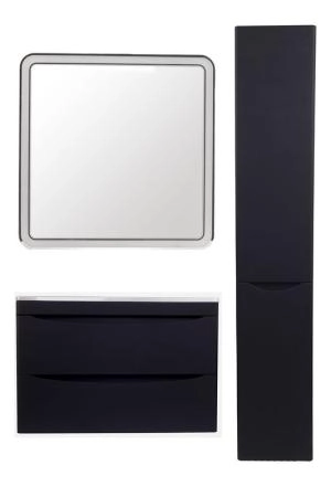 Тумба подвесная Style Line Бергамо мини 80 (2 ящ.) Люкс антискрейтч черный, PLUS
